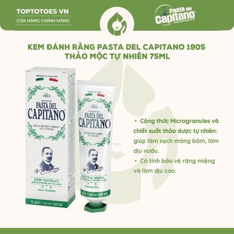 Kem đánh răng Capitano 1905 75ml - Natural Herbs (Thảo mộc tự nhiên)