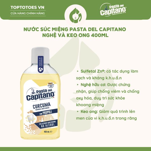 Nước súc miệng Pasta del Capitano 400ml - Nghệ và Keo ong