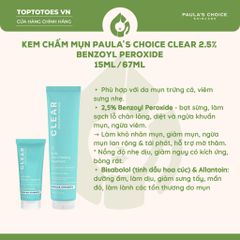 Kem chấm mụn Paula's Choice Clear Regular Strength Daily Skin Clearing Treatment 2,5% Benzoyl Peroxide