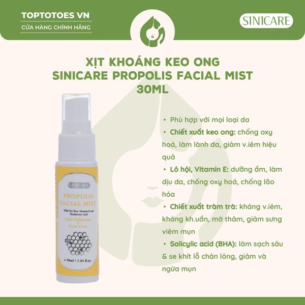 Toner keo ong Sinicare Propolis Facial Mist 30ml (dạng phun sương)