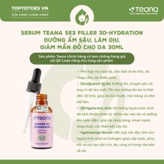 Serum Teana SE3 Filler 3D-Hydration dưỡng ẩm sâu, làm dịu, giảm mẩn đỏ cho da 30ml