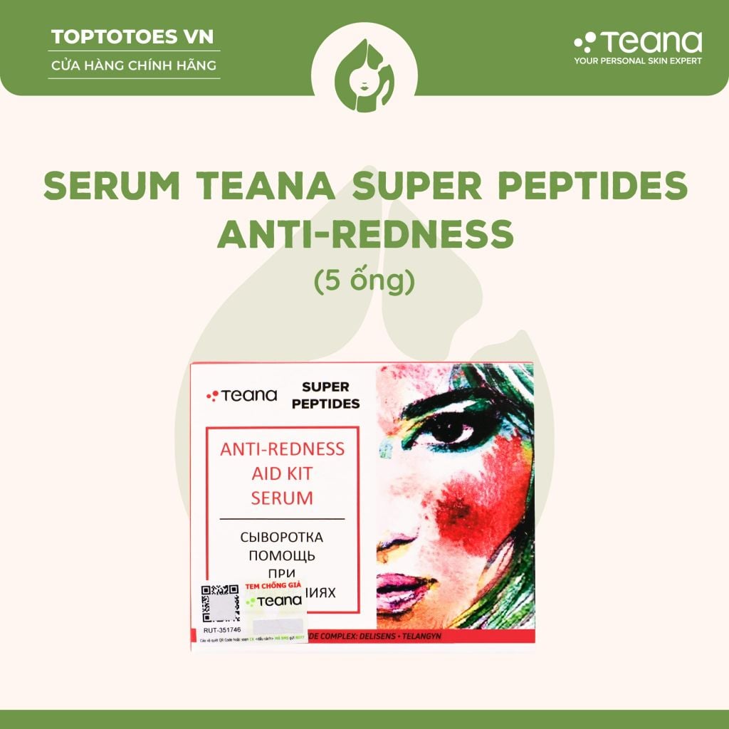 Tinh chất làm dịu da, hỗ trợ giảm mụn và cải thiện tình trạng da dễ ửng đỏ TEANA SUPER PEPTIDES SP2 FACE SERUM ANTI-REDNESS AID KIT