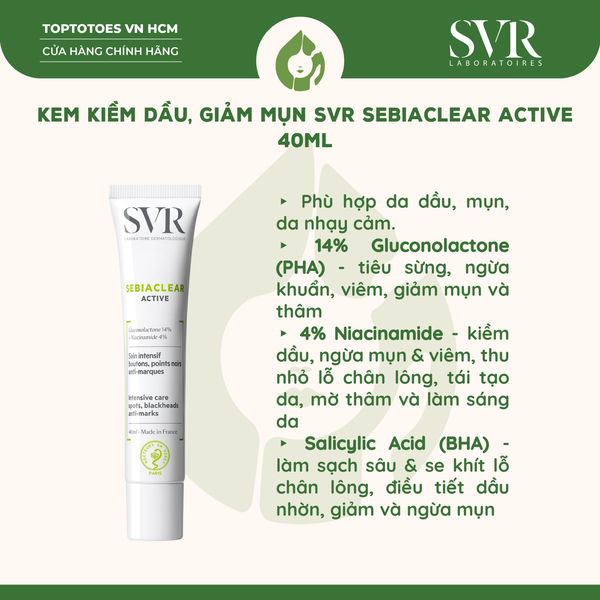 Gel dưỡng SVR Sebiaclear Active Gel 40ml
