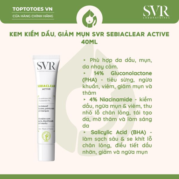 Kem dưỡng SVR Sebiaclear Active 40ml