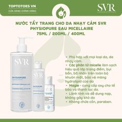 Nước tẩy trang cho da nhạy cảm SVR Physiopure Eau Micellaire 400ml