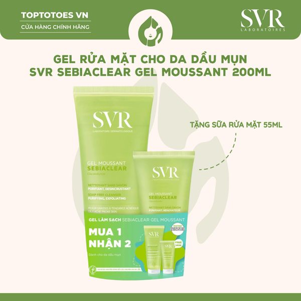 Combo SVR Sebiaclear (Gel Moussant 200ml + Gel Moussant 55ml)
