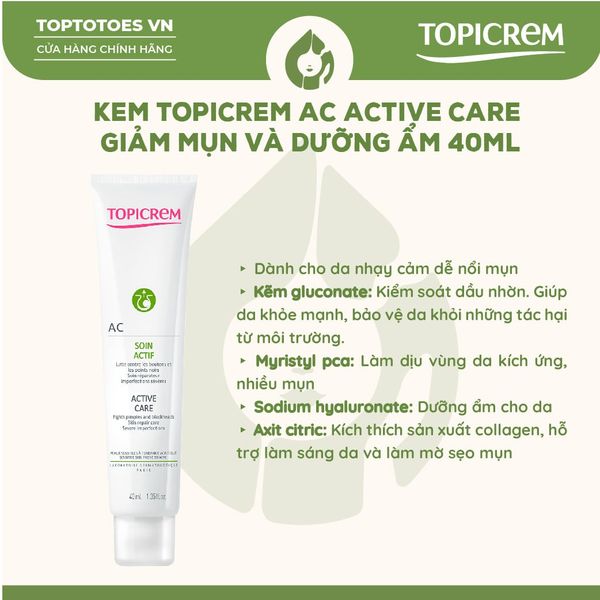 Kem Topicrem AC Active Care giảm mụn và dưỡng ẩm 40ml