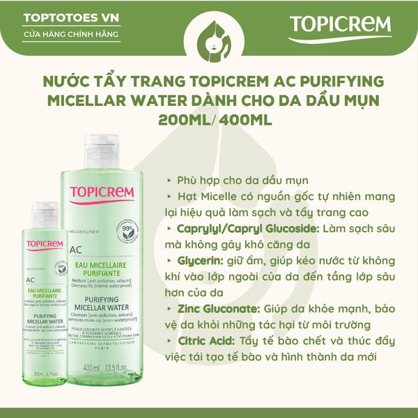 Nước tẩy trang Topicrem AC Purifying Micellar Water