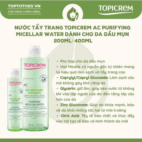 Nước tẩy trang Topicrem AC Purifying Micellar Water
