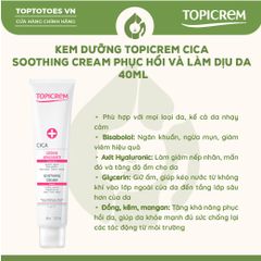 Kem dưỡng Topicrem Cica Soothing Cream phục hồi và làm dịu da 40ml