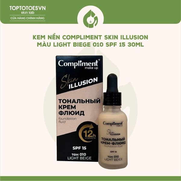 Kem nền Compliment Skin Illusion màu Light Biege 010 SPF 15 30ml