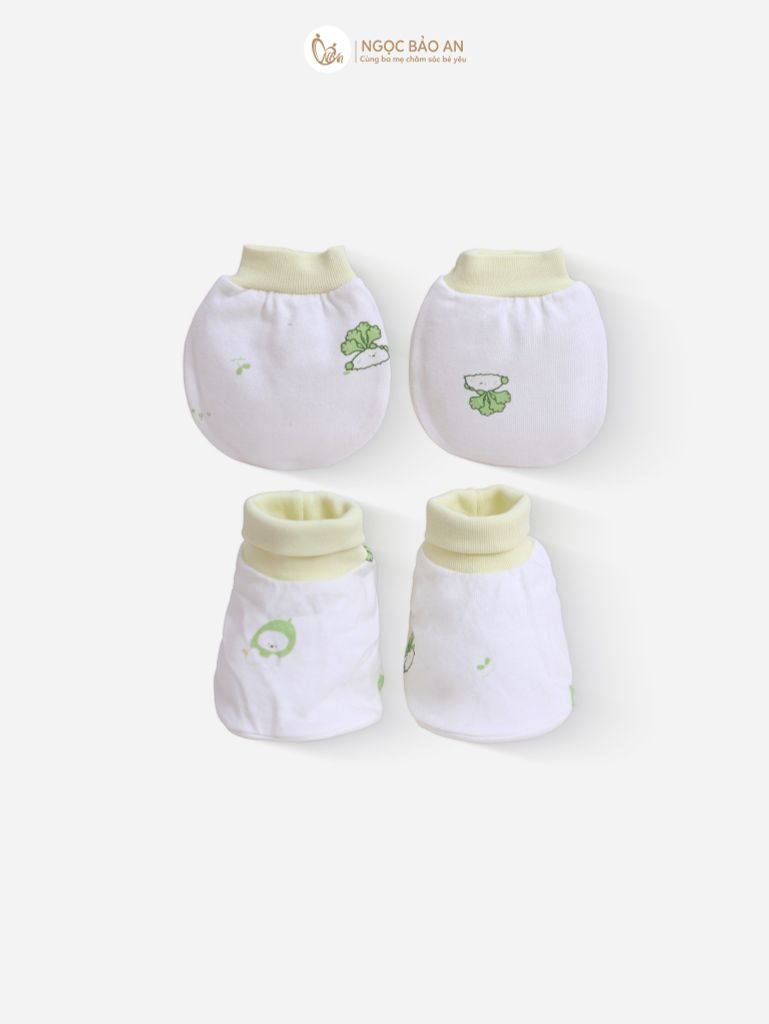 [M&B] Set nón bao tay chân bo cotton sơ sinh ốc sên