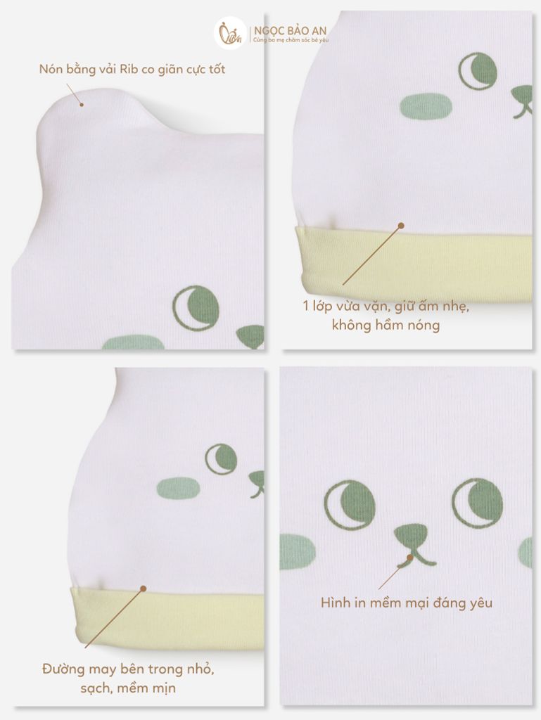 [M&B] Set nón bao tay chân bo cotton sơ sinh ốc sên