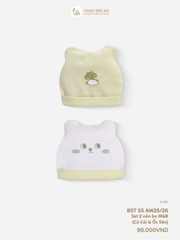 [M&B] Set 2 nón bo cotton củ cải và ốc sên