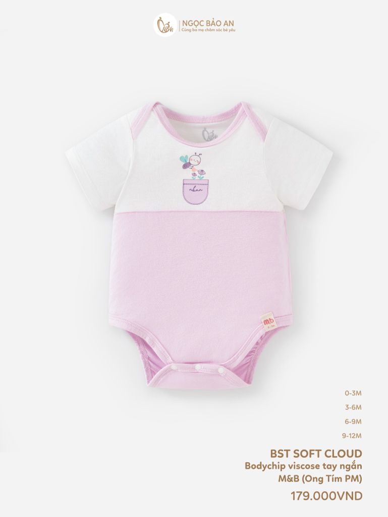 [M&B] Bodychip tay ngắn ong tím PM (NB-12m)