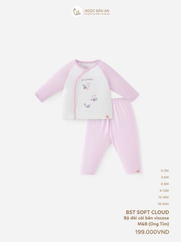 [M&B] Bộ tay dài cài bên garden tím PM (NB-24m)