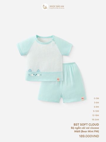 [M&B] Bộ ngắn cài vai bear mint PM (NB-24m)