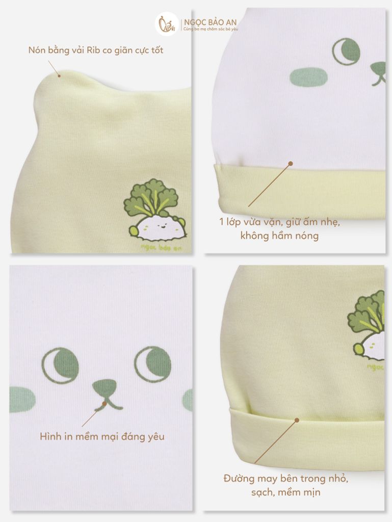 [M&B] Set 2 nón bo cotton củ cải và ốc sên