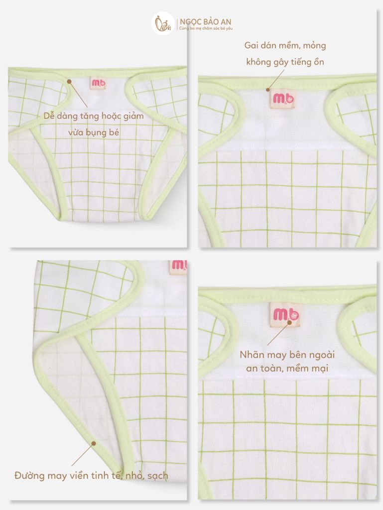[M&B] Tã dán sơ sinh cotton caro củ cải và ốc sên