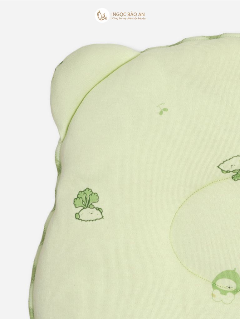 [M&B] Gối nằm cotton hình mặt gấu in hình họa tiết củ cải & ốc sên 24x27cm