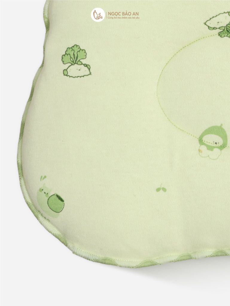 [M&B] Gối nằm cotton hình mặt gấu in hình họa tiết củ cải & ốc sên 24x27cm