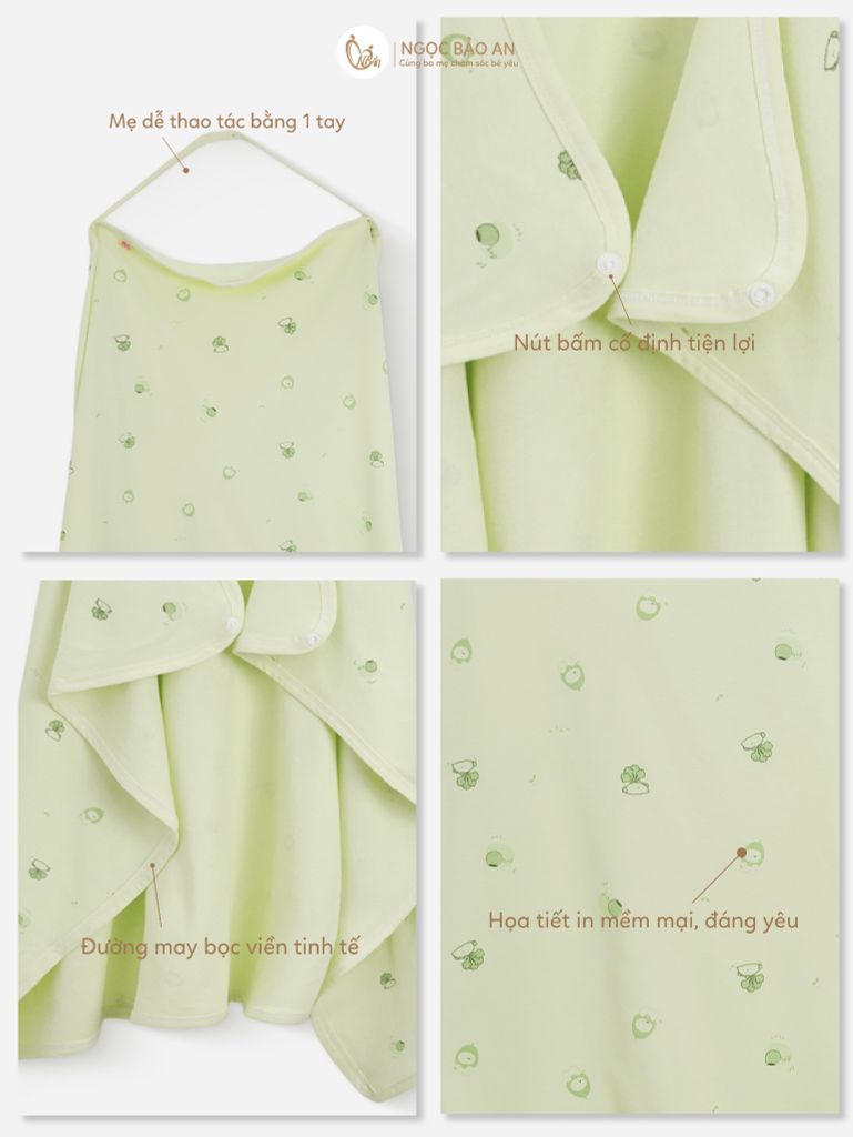 [M&B] Khăn choàng đa năng cotton họa tiết củ cải & ốc sên 85x100cm