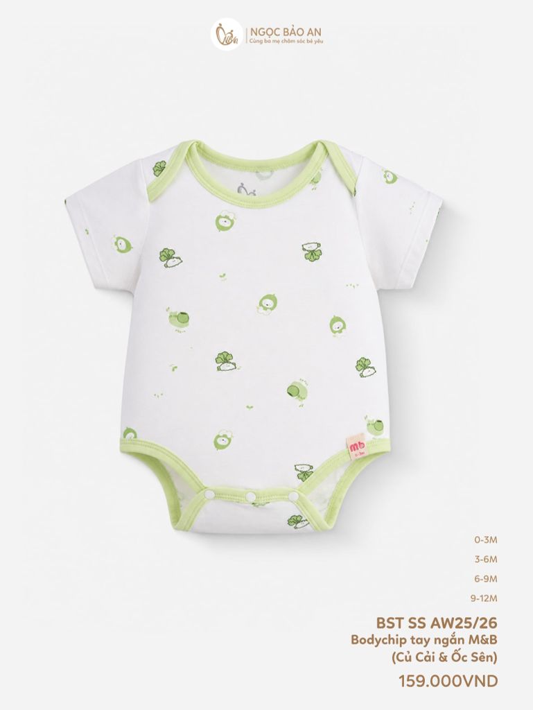 [M&B] Bodychip tay ngắn cotton củ cải và ốc sên