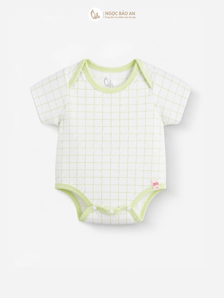 [M&B] Bodychip tay ngắn cotton caro xanh bơ