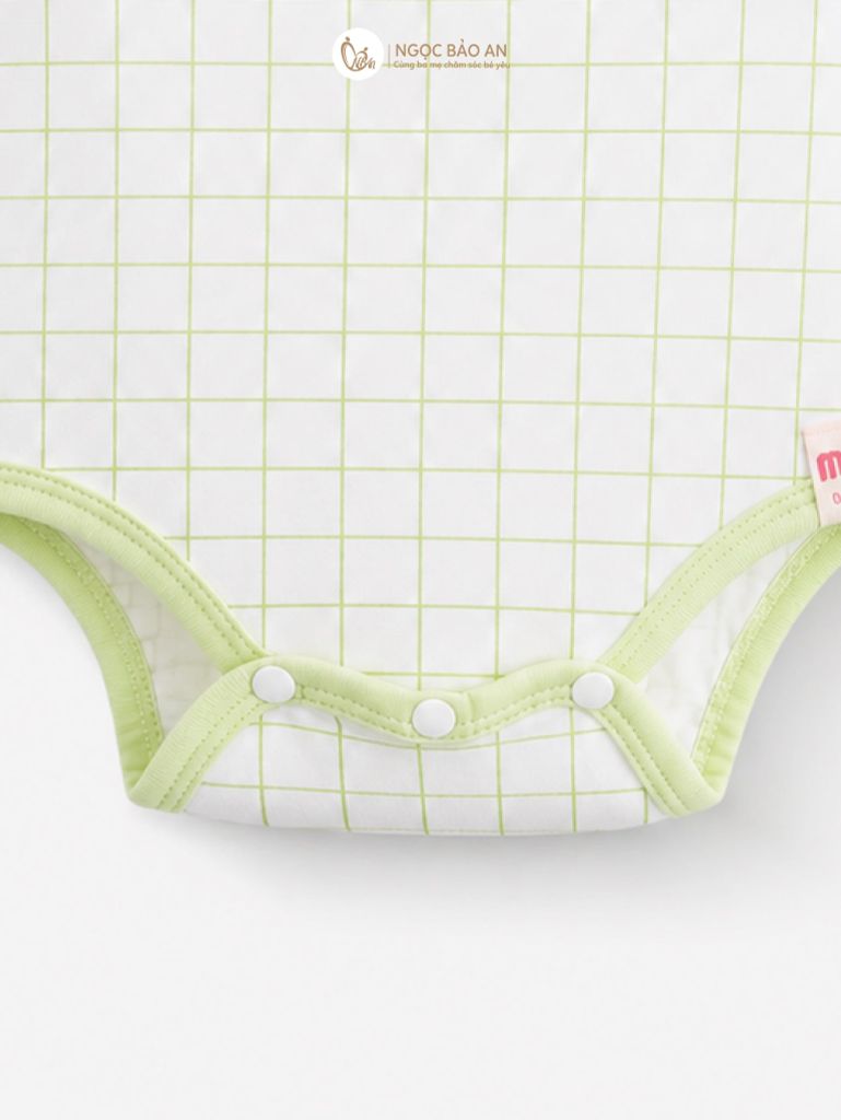 [M&B] Bodychip tay ngắn cotton caro xanh bơ