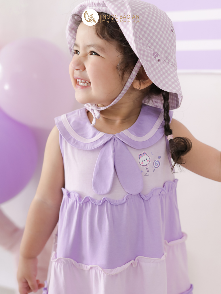[M&B] BST CANDY: Đầm tầng dáng xòe cotton M&B cổ thủy thủ cho bé gái (Kẹo ngọt)