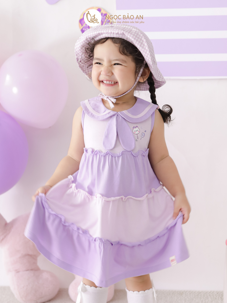 [M&B] BST CANDY: Đầm tầng dáng xòe cotton M&B cổ thủy thủ cho bé gái (Kẹo ngọt)