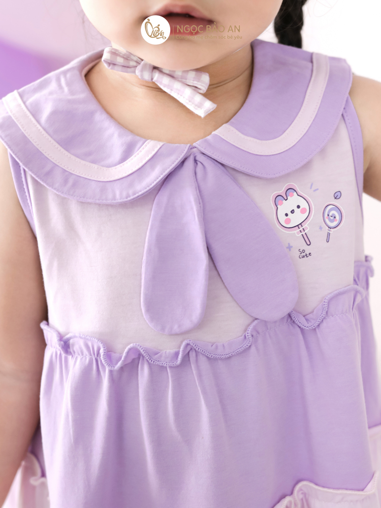 [M&B] BST CANDY: Đầm tầng dáng xòe cotton M&B cổ thủy thủ cho bé gái (Kẹo ngọt)