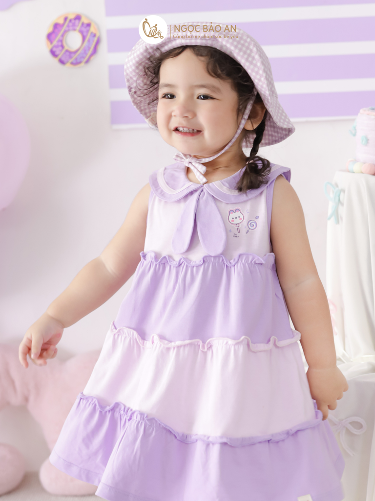 [M&B] BST CANDY: Đầm tầng dáng xòe cotton M&B cổ thủy thủ cho bé gái (Kẹo ngọt)