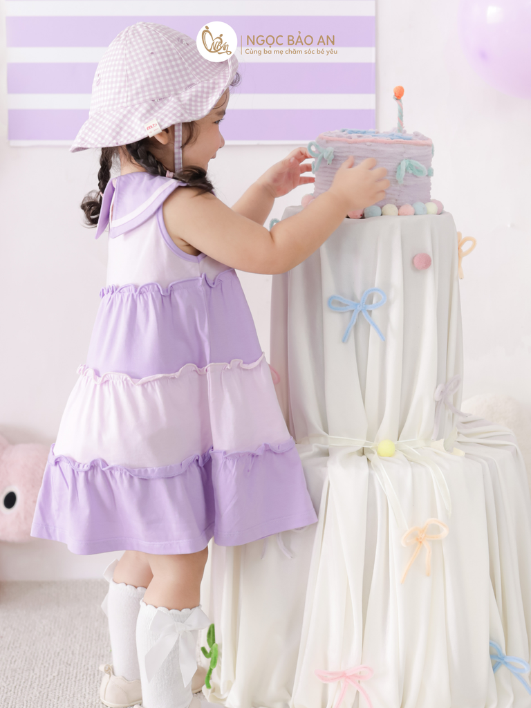 [M&B] BST CANDY: Đầm tầng dáng xòe cotton M&B cổ thủy thủ cho bé gái (Kẹo ngọt)