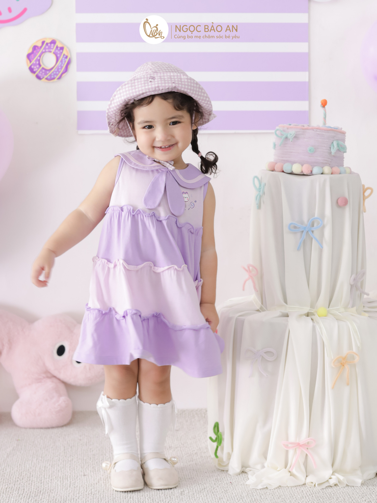 [M&B] BST CANDY: Đầm tầng dáng xòe cotton M&B cổ thủy thủ cho bé gái (Kẹo ngọt)