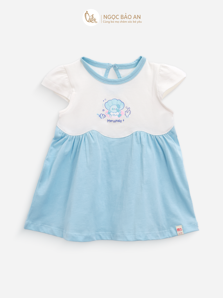 [M&B] Đầm xòe cotton M&b tay ngắn tone xanh (Mermmaid)