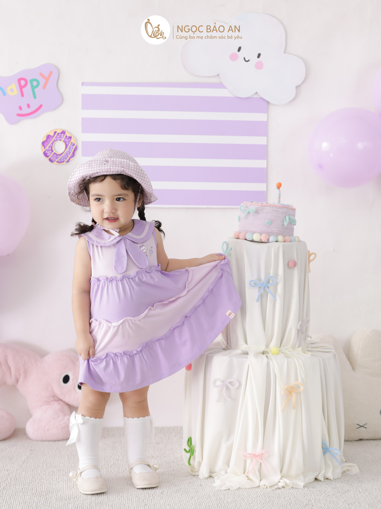 [M&B] BST CANDY: Đầm tầng dáng xòe cotton M&B cổ thủy thủ cho bé gái (Kẹo ngọt)