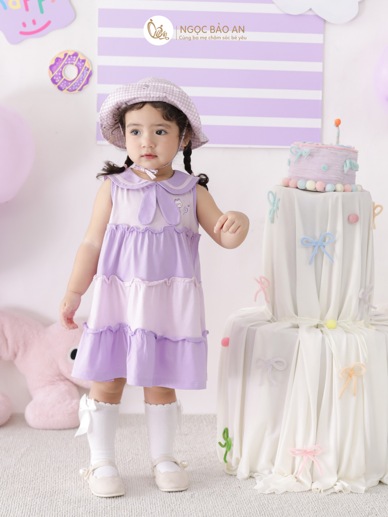 [M&B] BST CANDY: Đầm tầng dáng xòe cotton M&B cổ thủy thủ cho bé gái (Kẹo ngọt)