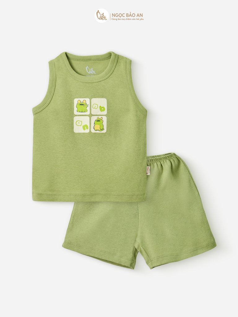 [HONEY] Bộ ngắn sát nách thể thao Honey cho bé (Rồng Xanh bơ NBAn)