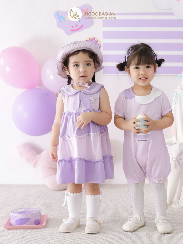 [M&B] BST CANDY: Body đùi tay ngắn cotton M&b cho bé (Blueberry)