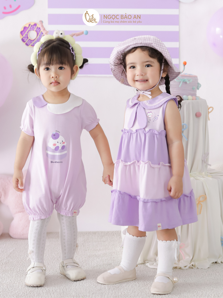 [M&B] BST CANDY: Body đùi tay ngắn cotton M&b cho bé (Blueberry)