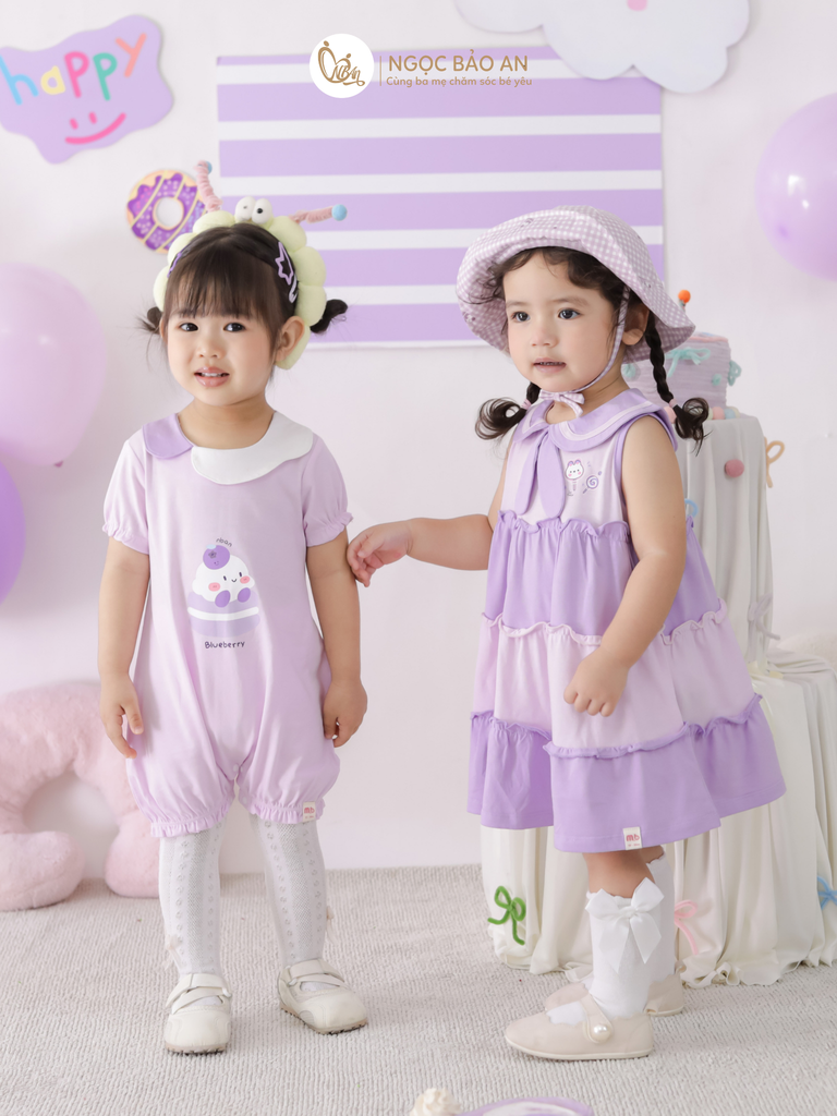 [M&B] BST CANDY: Body đùi tay ngắn cotton M&b cho bé (Blueberry)
