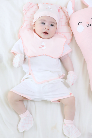 [M&B] Bộ ngắn cài bên cotton hồng đào