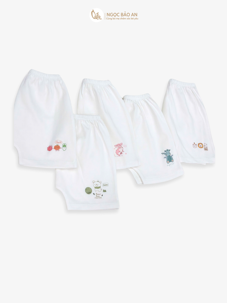 [M&B] Set 5 quần trắng in hình chất vải cotton