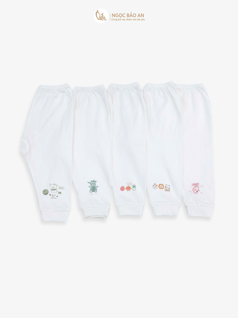 [M&B] Set 5 quần trắng in hình chất vải cotton