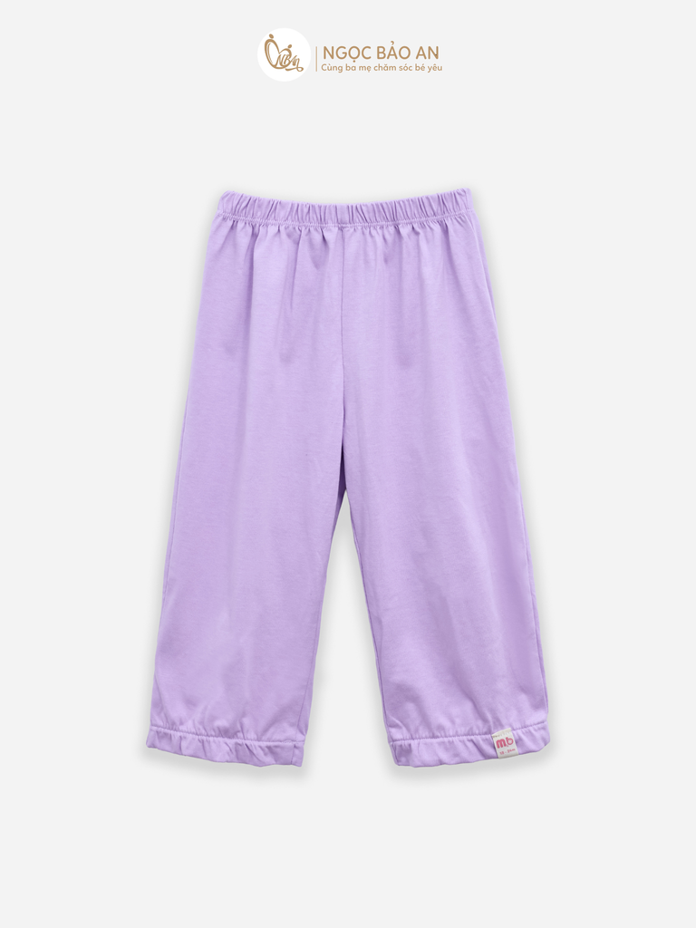 [M&B] BST CANDY: Bộ áo quần tay dài cotton M&b cho bé (Kem Tím)