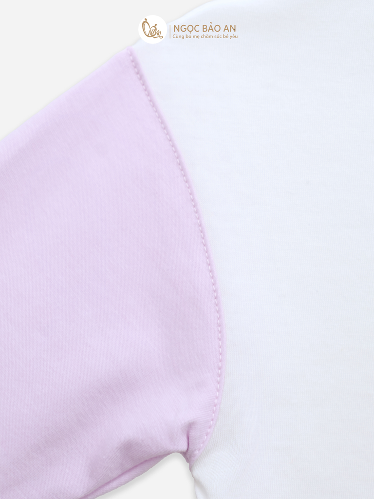 [M&B] BST CANDY: Bộ áo quần tay dài cotton M&b cho bé (Kem Tím)