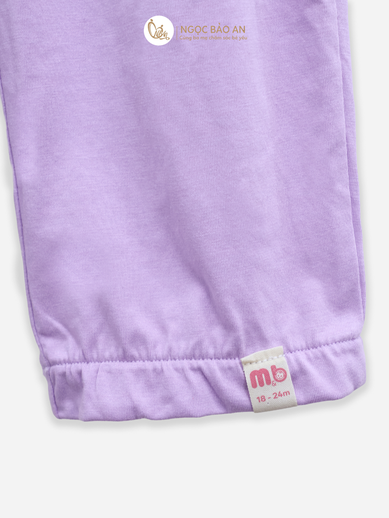 [M&B] BST CANDY: Bộ áo quần tay dài cotton M&b cho bé (Kem Tím)