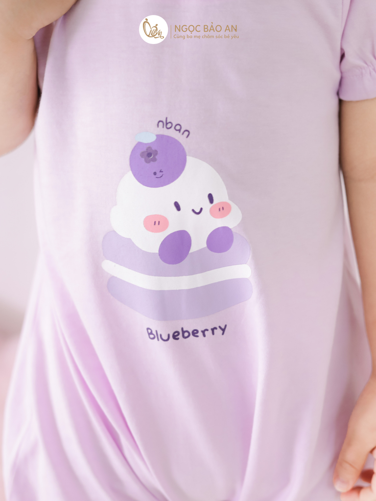 [M&B] BST CANDY: Body đùi tay ngắn cotton M&b cho bé (Blueberry)