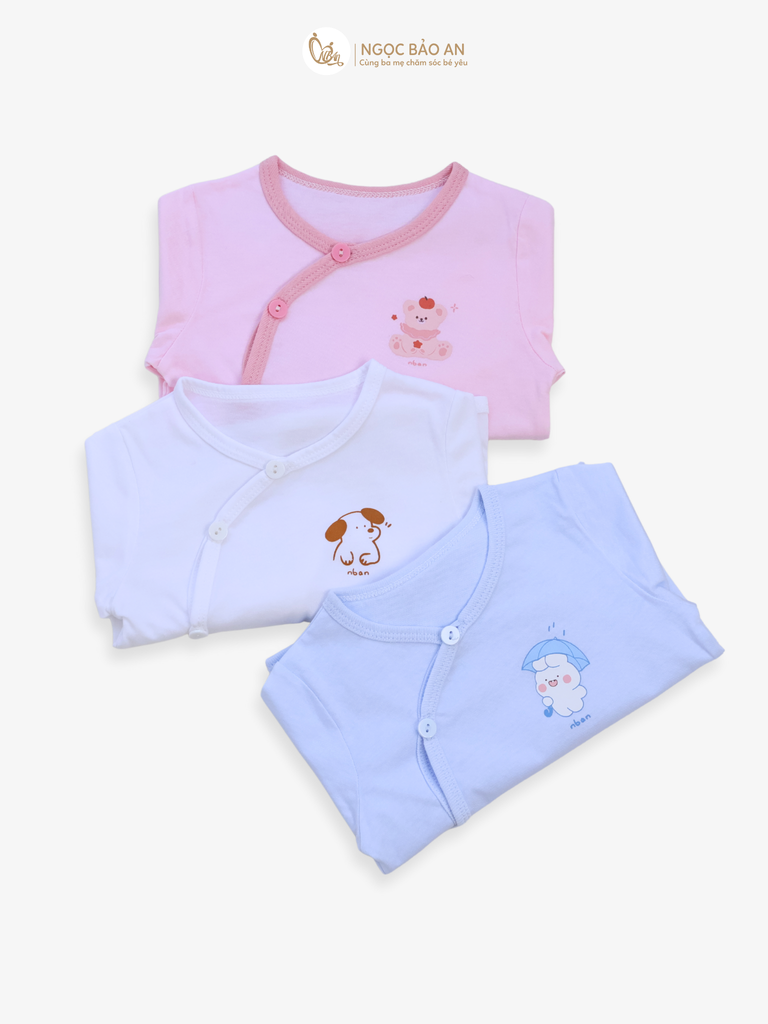 [HONEY] Set 5 áo cotton in hình dành cho bé sơ sinh